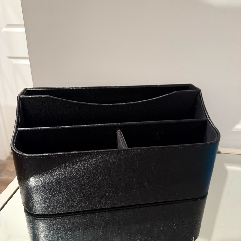 Black Leather Desk Organizer